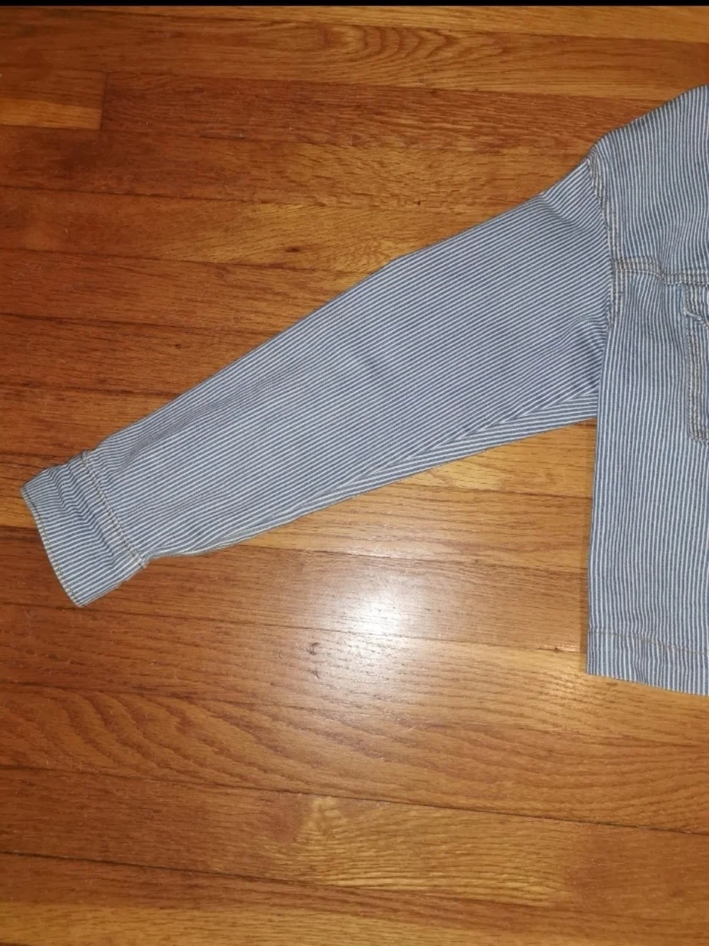 Universal Thread Striped Button-Front Cropped Jacket in Light Blue and White